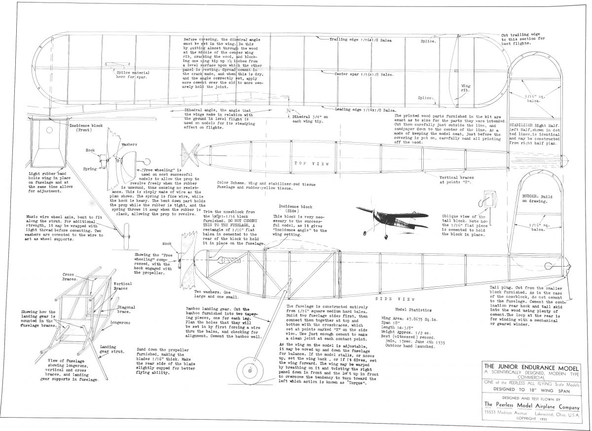 Peerless Junior Endurance 18 in wingspan The Gee
